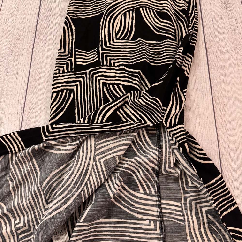 MNG Mango Cut Out Midi Dress Womens 6 Black White Geometric Sleeveless Earthy - Picture 7 of 12